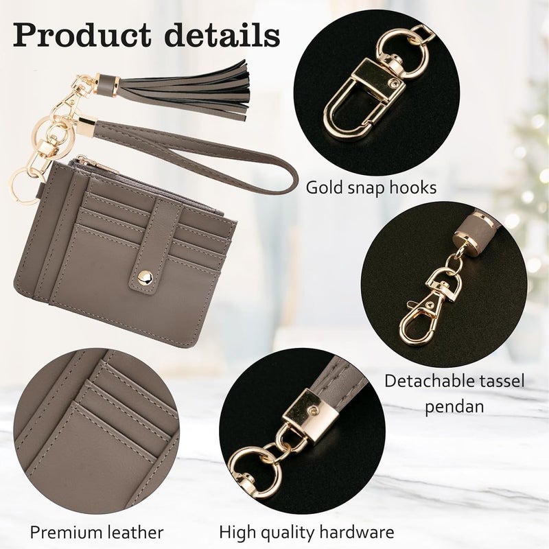 KNGITRYI Small Wristlet Wallets for Women RFID Credit Card Holder Wallet Keychain Wristlet Wallet Credit Card Wallets for Women (Cement grey) - Image 4